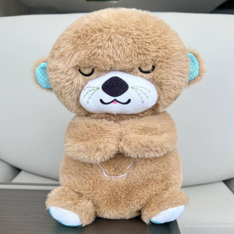 Atmende Otter Schlaf- und Spielkamerad Koala Otter Musikalisches Stofftier Baby Plüschtier mit Licht Ton Neugeborenen Sensorischer Komfort Babygeschenk 25cm-30cm von Joom DACH