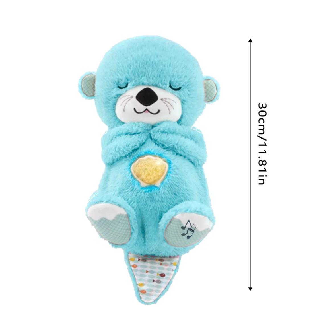 Atmender Otter, Schlaf- und Spielkamerad, Otter, musikalisches Plüschtier für Babys mit Licht und Ton, sensorisches und bequemes Geschenk für Neugeborene 36cm von Joom DACH