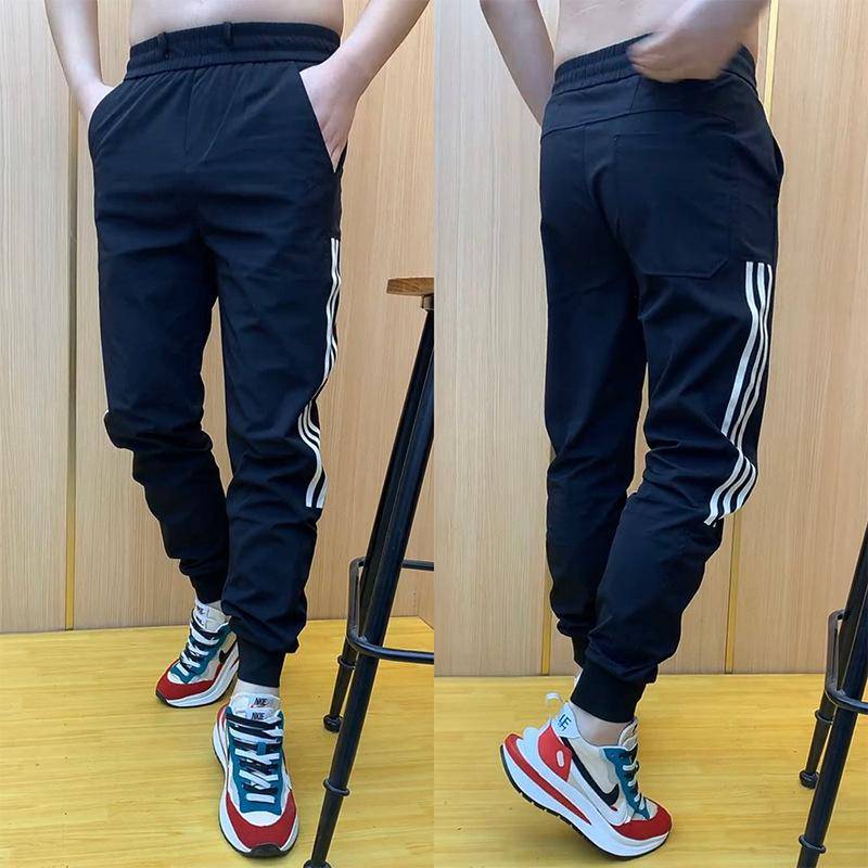 Atmungsaktive, gestreifte Slim-Fit-Leggings für Herren im Sommer: Trendy Jugend Casual Fashion XL (135-145 jin) von Joom DACH