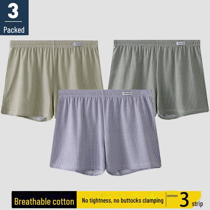 Atmungsaktive Boxershorts für Herren aus reiner Baumwolle – gestreift, bequem, lockere Passform, große Größe XL (recommended for 150-180 jin) gelb/graue von Joom DACH
