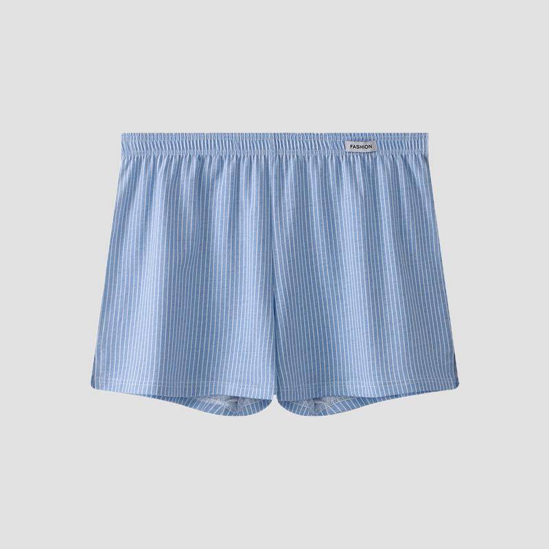 Atmungsaktive Boxershorts für Herren aus reiner Baumwolle – gestreift, bequem, lockere Passform, große Größe XXL (recommended for 180-210 jin) blau von Joom DACH