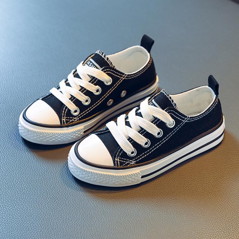 Atmungsaktive Canvas-Sneakers für Jungen und Mädchen im Frühjahr 2023 35 schwarz von Joom DACH