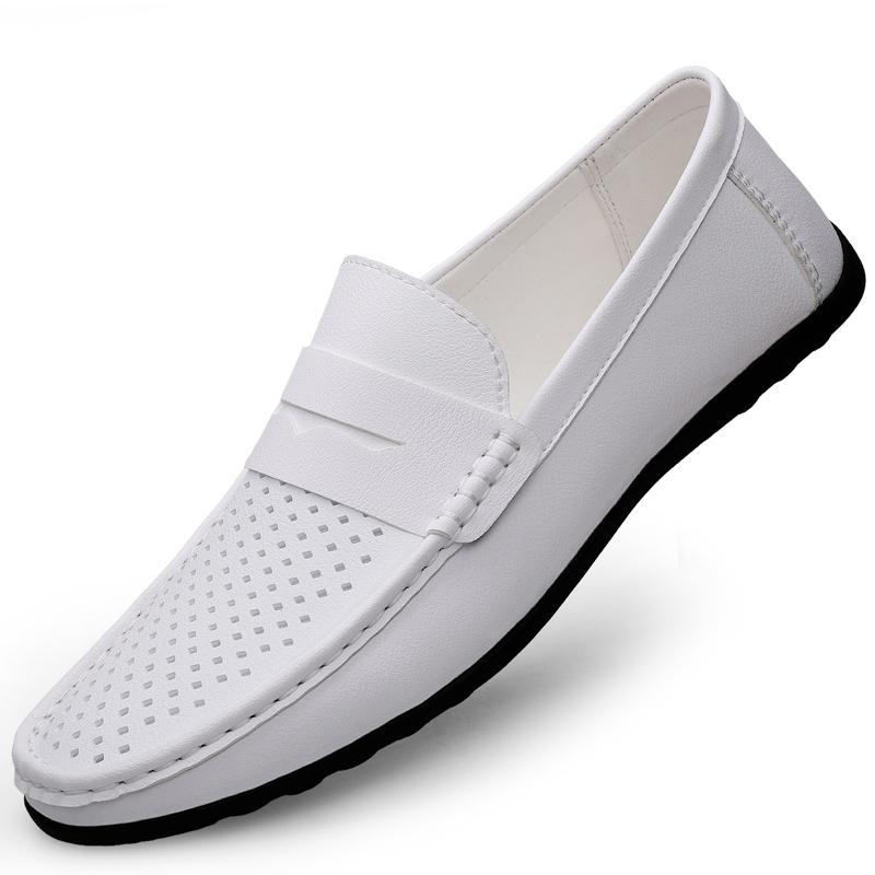 Atmungsaktive Casual Leaher Schuhe Männer Halbschuhe Bequeme Fahrschuhe Mokassins Männer Schuhe 41 weiß von Joom DACH
