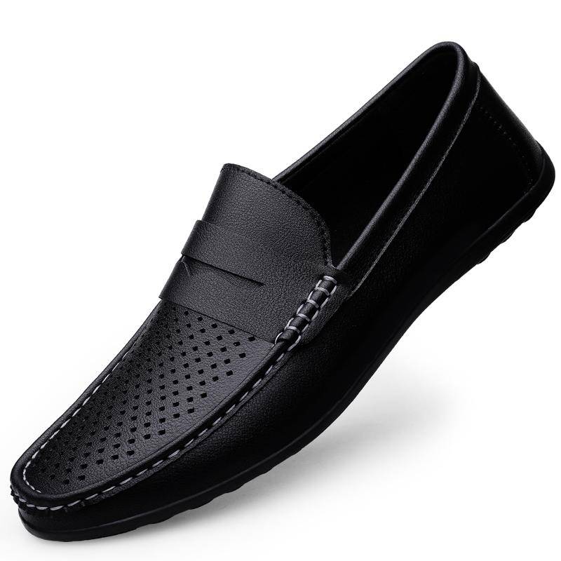 Atmungsaktive Casual Leaher Schuhe Männer Halbschuhe Bequeme Fahrschuhe Mokassins Männer Schuhe 45 schwarz von Joom DACH