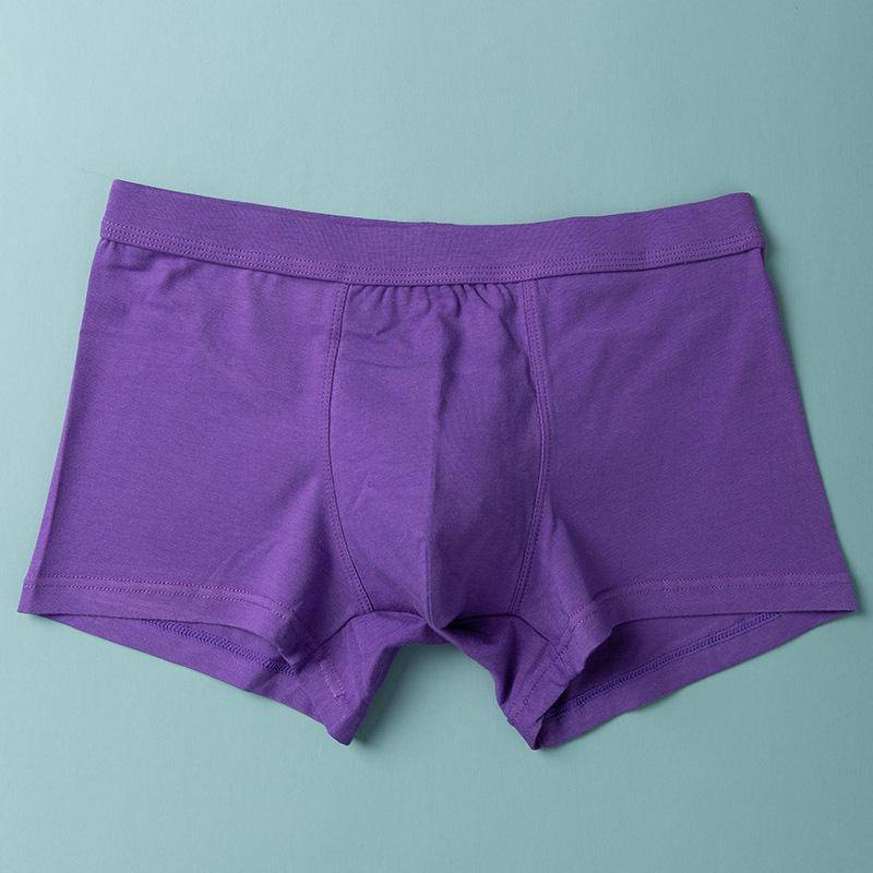 Atmungsaktive Herren-Boxershorts aus Baumwolle – einfarbig, trendige, lockere Passform, koreanischer Stil L violett von Joom DACH