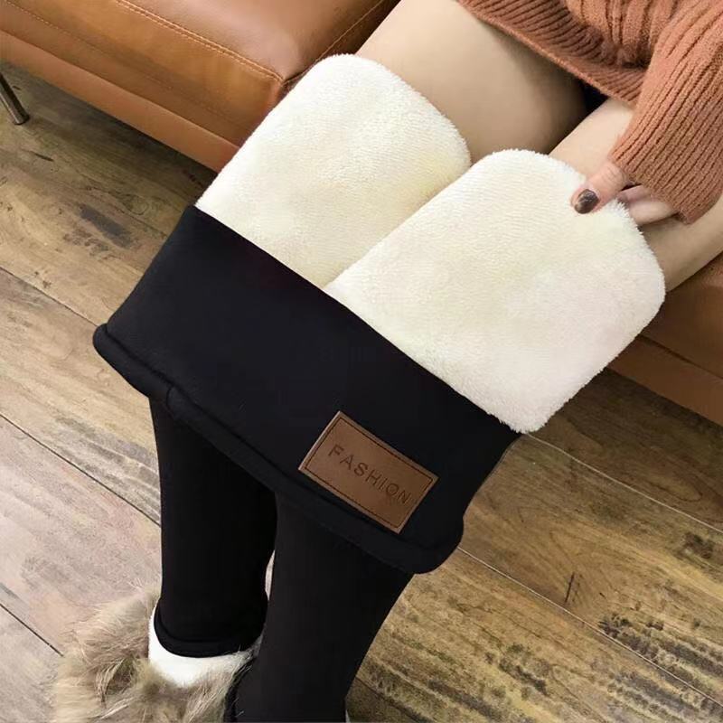 Atmungsaktive Samt-Leggings für Damen mit hoher Taille, warme Hose, kältebeständige Kaschmir-Leggings in einfarbiger Farbe, dehnbar, bequem, hält warm und Fleece-Leggings XXXXXL von Joom DACH
