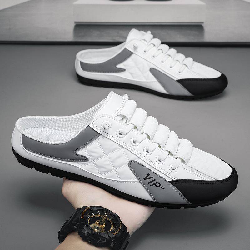 Atmungsaktive Slip-On-Freizeitpantoffeln für Herren in großer Größe - Trend im koreanischen Stil 41 VIP letters weiß von Joom DACH