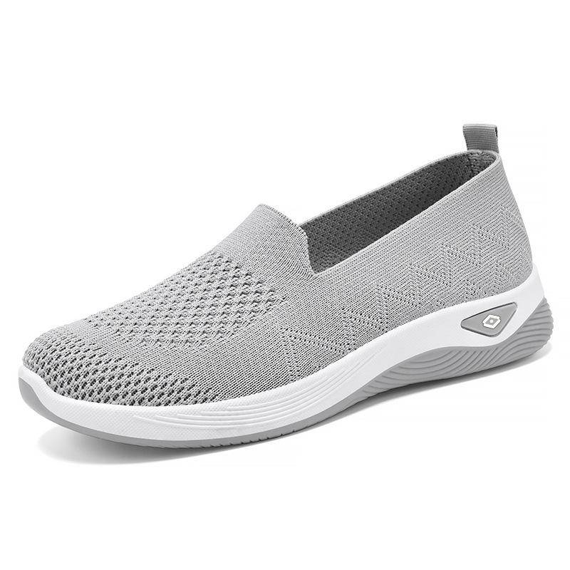 Atmungsaktive Slip-On-Sneakers aus Mesh für Damen, leichte und bequeme Wanderschuhe 41 grau von Joom DACH