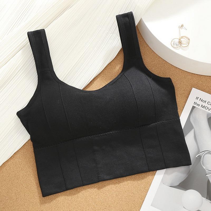 Atmungsaktive Sport-Bh Stoßfest Crop Top Anti-schweiß Fitness Top Frauen Nahtlose Yoga Bh Push-up Sport Top Gym workout Top One Size schwarz von Joom DACH