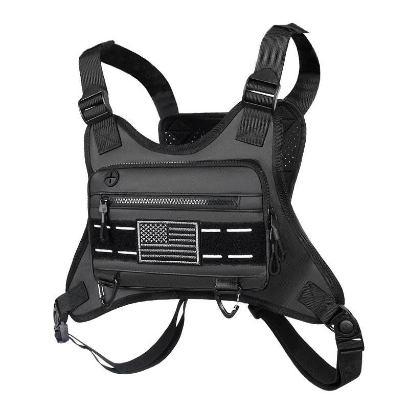 Atmungsaktive Sport-Brusttasche, wasserabweisend, reflektierende Laufweste vorne, für Herren schwarz von Joom DACH