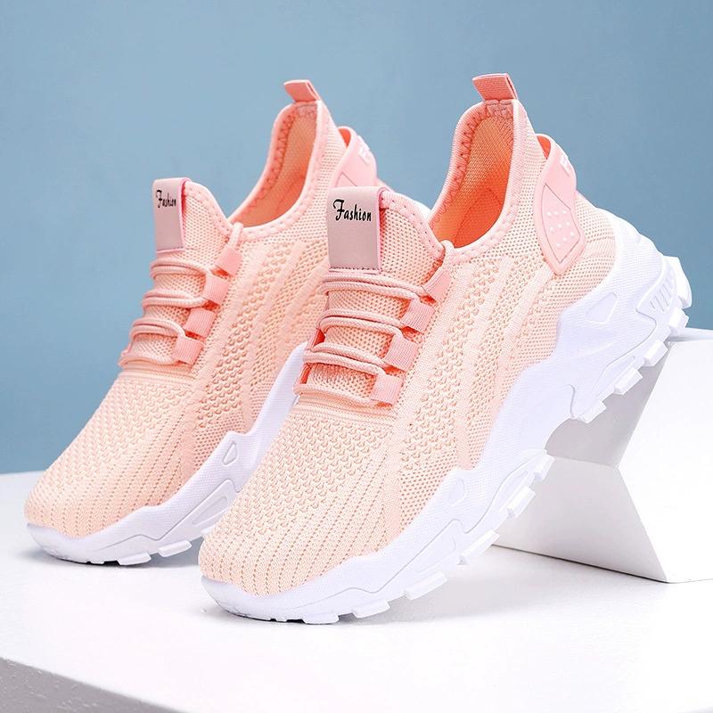 Atmungsaktive Strick-Sneaker für Damen, leichte, bequeme Low-Top-Laufschuhe mit weicher Sohle für alle Jahreszeiten 39 rosa von Joom DACH