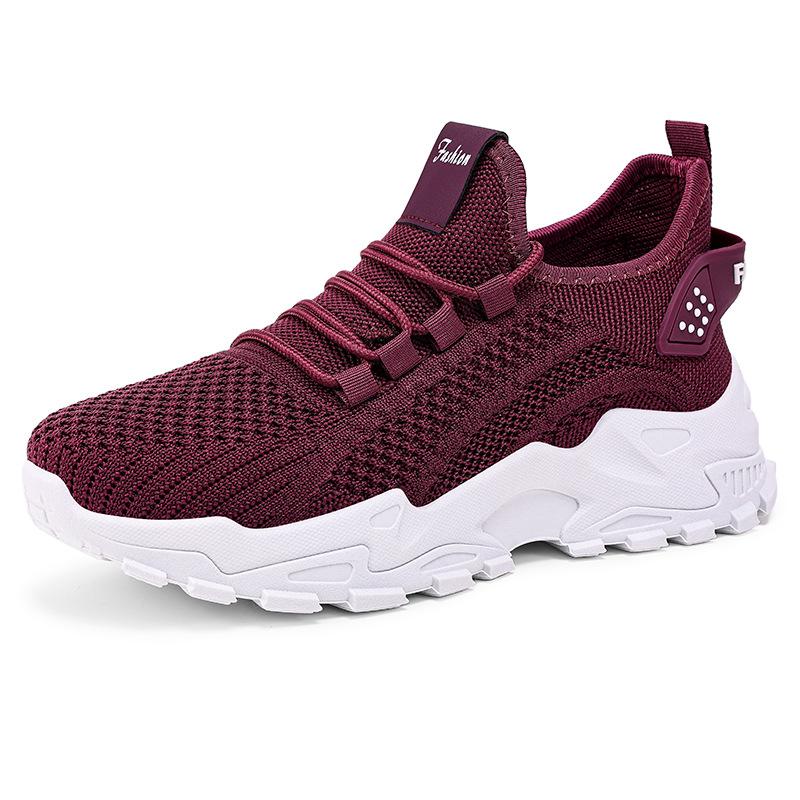 Atmungsaktive Strick-Sneaker für Damen, leichte, bequeme Low-Top-Laufschuhe mit weicher Sohle für alle Jahreszeiten 39 violett von Joom DACH