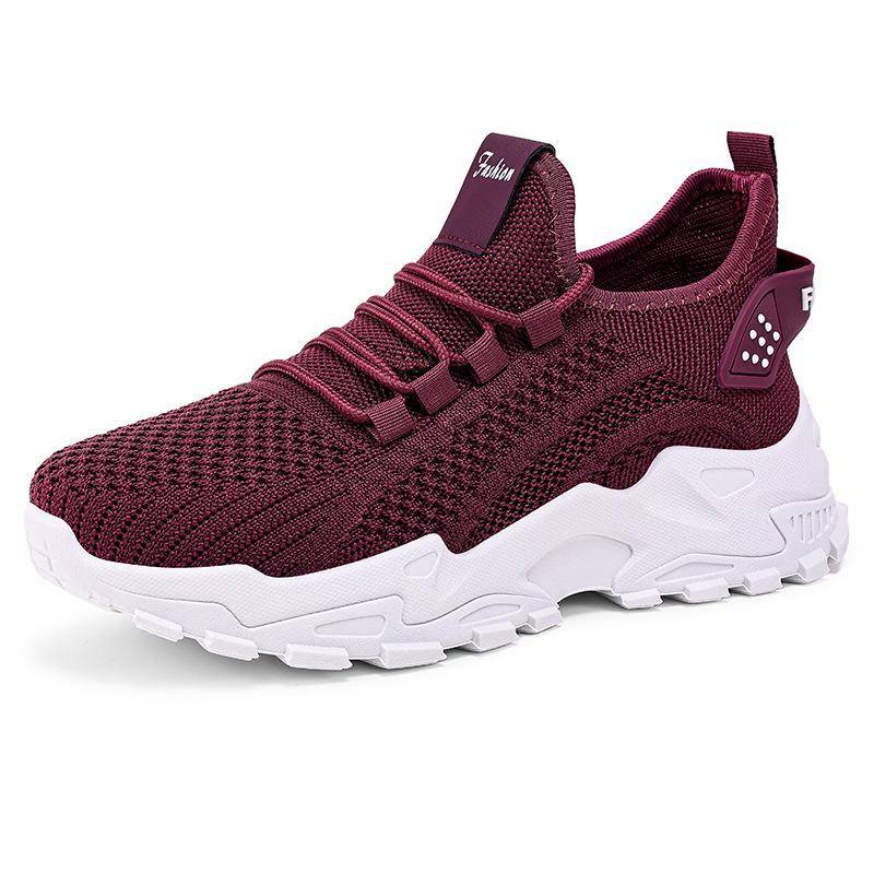 Atmungsaktive Strick-Sneaker für Damen, leichte, bequeme Low-Top-Laufschuhe mit weicher Sohle für alle Jahreszeiten 40 violett von Joom DACH