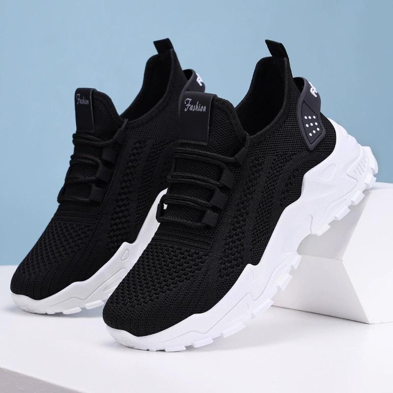 Atmungsaktive Strick-Sneaker für Damen, leichte, bequeme Low-Top-Laufschuhe mit weicher Sohle für alle Jahreszeiten 41 schwarz von Joom DACH