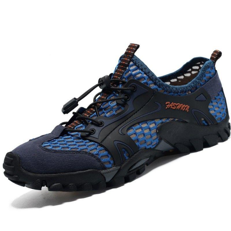 Atmungsaktive Unisex-Wanderschuhe mit schützender Zehenpartie, Herren- und Damen-Trail-Schuhe, rutschfeste Outdoor-Sandalen, schnell trocknende Wasserschuhe 42 blau von Joom DACH