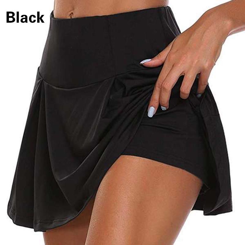 Atmungsaktive dünne Shorts für Damen, Hosenrock, elastische Taille, lässige Sporthose 2XL schwarz von Joom DACH