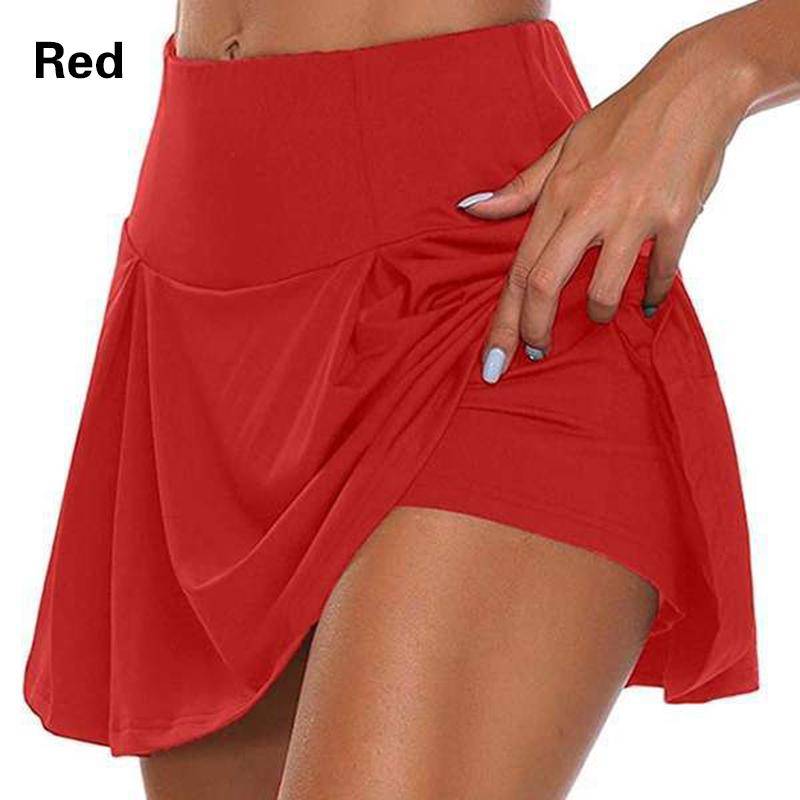 Atmungsaktive dünne Shorts für Damen, Hosenrock, elastische Taille, lässige Sporthose L rot von Joom DACH