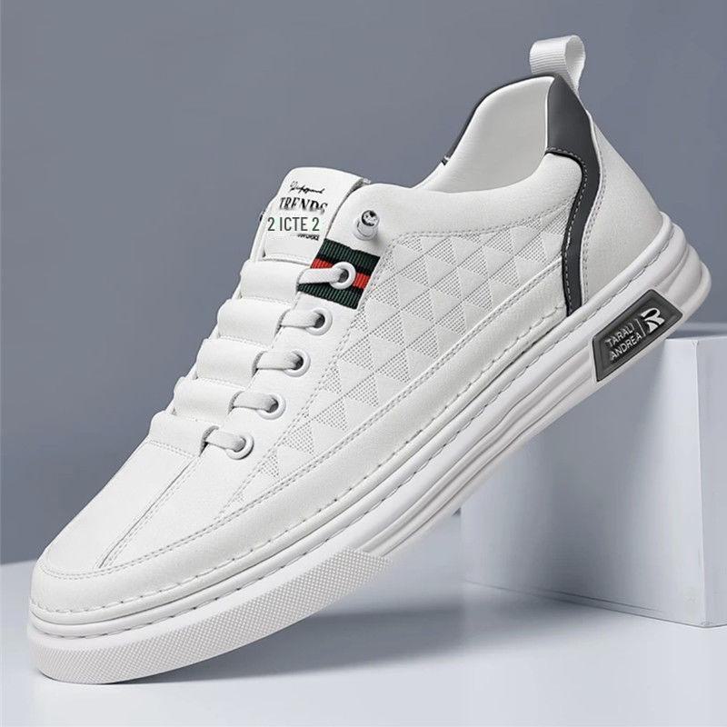 Atmungsaktive weiße Freizeitschuhe aus weichem Leder für Herren im Sommer 2024 – trendiges und alltagstaugliches Sportdesign 42 weiß von Joom DACH