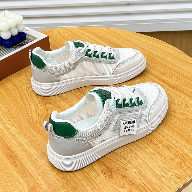 Atmungsaktive weiße Schuhe Damen Mesh Sommer Neue Studentin Board Schuhe Damen Plateau Mesh Schuhe Damen 40 grün von Joom DACH