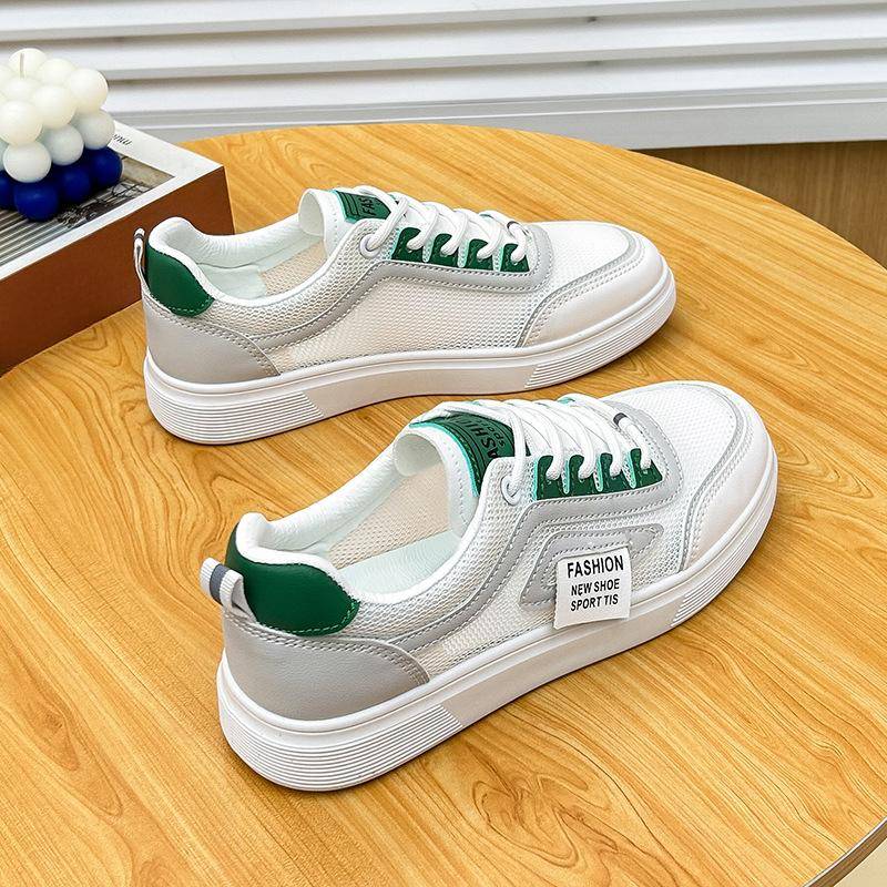 Atmungsaktive weiße Schuhe Damen Mesh Sommer Neue Studentin Board Schuhe Damen Plateau Mesh Schuhe Damen 40 grün von Joom DACH