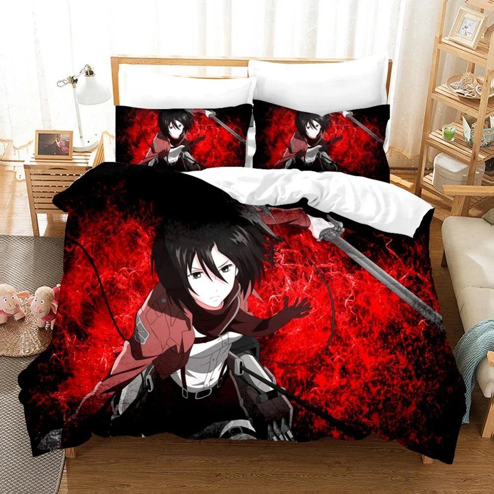 Attack on Titan Bettbezug Anime Cartoon Bettwäscheset Jungen Mädchen Schlafzimmer Dekoration Kinder Geschenk Einzel Doppelgröße 100x135cm von Joom DACH