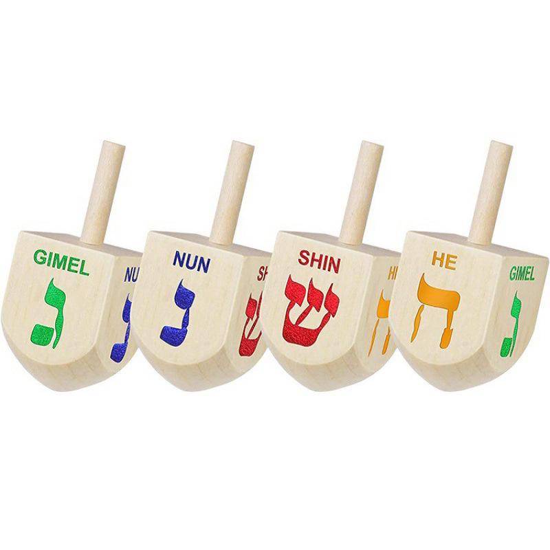 Auf Lager Handgesponnenes Holz Chanukka Dreidel Spielzeug mit aufgedrucktem Design von Joom DACH