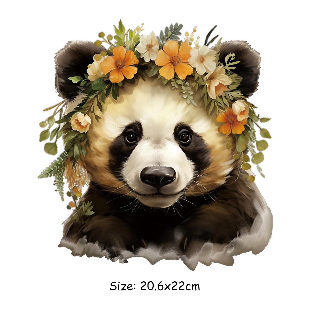 Aufnäher zum Aufbügeln, niedlicher Panda mit Blumenaufklebern, neues waschbares Kleidungszubehör, DIY-Wärmeübertragungs-Kleidungsflicken, Thermopresse von Joom DACH