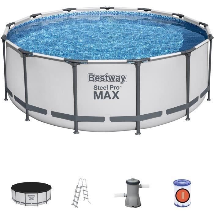 Aufstellpool-Set BESTWAY Steel Pro Max - 396 x 122 cm - Rund (Lieferung mit Filterpumpe, Leiter + Plane) von Joom DACH