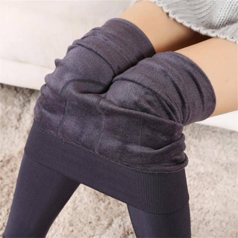 Auroth Winter-Frauen-Plus-Samt-warme Leggings, elastische hohe Taille, verdickte Leggings, hohe Stretch-Leggings 3XL grau von Joom DACH