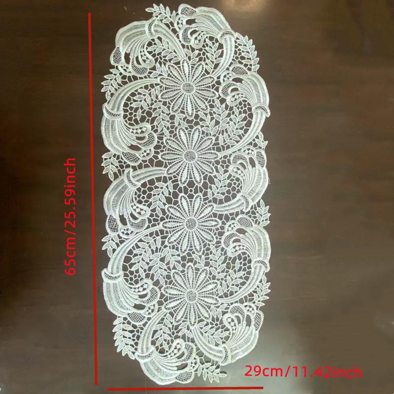 Ausgehöhlter Tischläufer aus Spitze, Tassenuntersetzer, floral bestickte Tischdecke, wiederverwendbar, elegante Tischdeckchen, Tischdecke, Geschirr, Heimdekoration 65cm x 29cm von Joom DACH