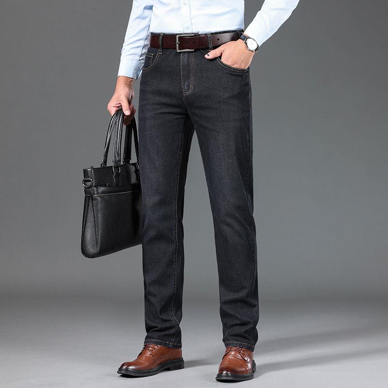 Ausgestellte Herren-Jeans mit Boot-Cut-Bein und ausgestelltem Bein, klassische Designer-Denim-Jeans mit hoher Taille, Stretch, lockerer, ausgestellter Denim, dunkelblaue Jeans 30 schwarz von Joom DACH