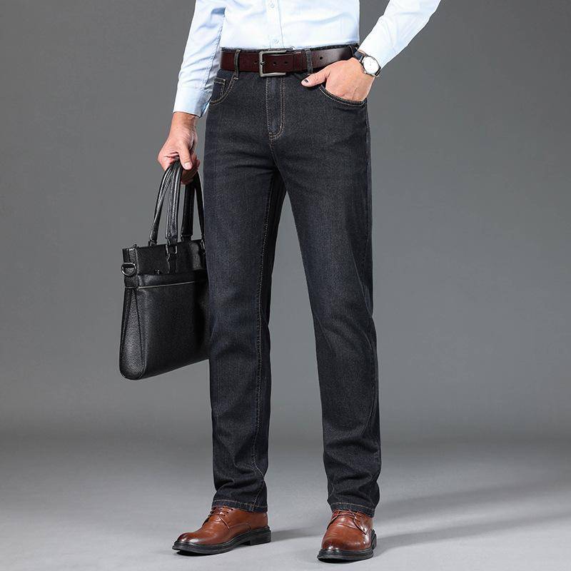 Ausgestellte Herren-Jeans mit Boot-Cut-Bein und ausgestelltem Bein, klassische Designer-Denim-Jeans mit hoher Taille, Stretch, lockerer, ausgestellter Denim, dunkelblaue Jeans 30 schwarz von Joom DACH