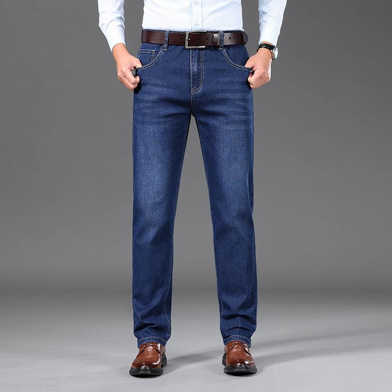 Ausgestellte Herren-Jeans mit Boot-Cut-Bein und ausgestelltem Bein, klassische Designer-Denim-Jeans mit hoher Taille, Stretch, lockerer, ausgestellter Denim, dunkelblaue Jeans 32 blau von Joom DACH