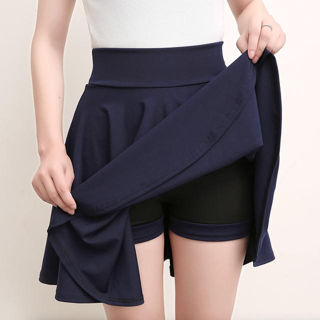Ausgestellte Röcke Damen Basic Shorts Rock Mode Vielseitig Schwarz Lässig Mini Skater Mittelgroßer Plissee Flauschiger Rock Übergröße S navy blau von Joom DACH