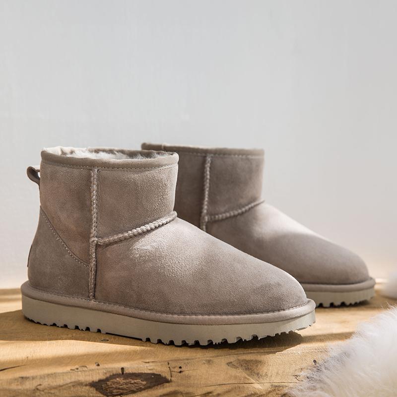 Australian Classic Damen Stiefeletten, dicker Plüsch, warme Winterstiefel, Damen-Schneestiefel aus echtem Leder, Kuh-Wildleder, Damenschuhe 36 von Joom DACH