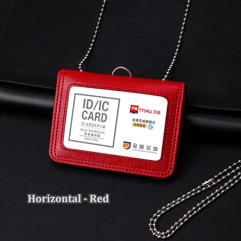 Ausweishalter aus echtem Leder, Reporter, Polizei, Büroangestellter, Halsabzeichen, Namensschild, Brust, Kartenetuis, Geschäfts- und Arbeitskarte Horizontal von Joom DACH