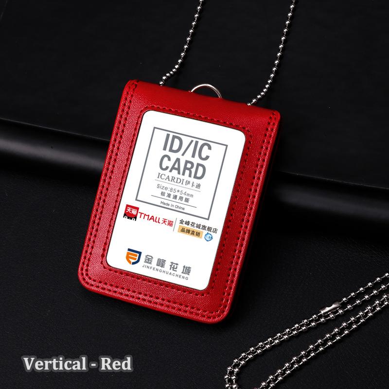 Ausweishalter aus echtem Leder, Reporter, Polizei, Büroangestellter, Halsabzeichen, Namensschild, Brust, Kartenetuis, Geschäfts- und Arbeitskarte Vertical von Joom DACH