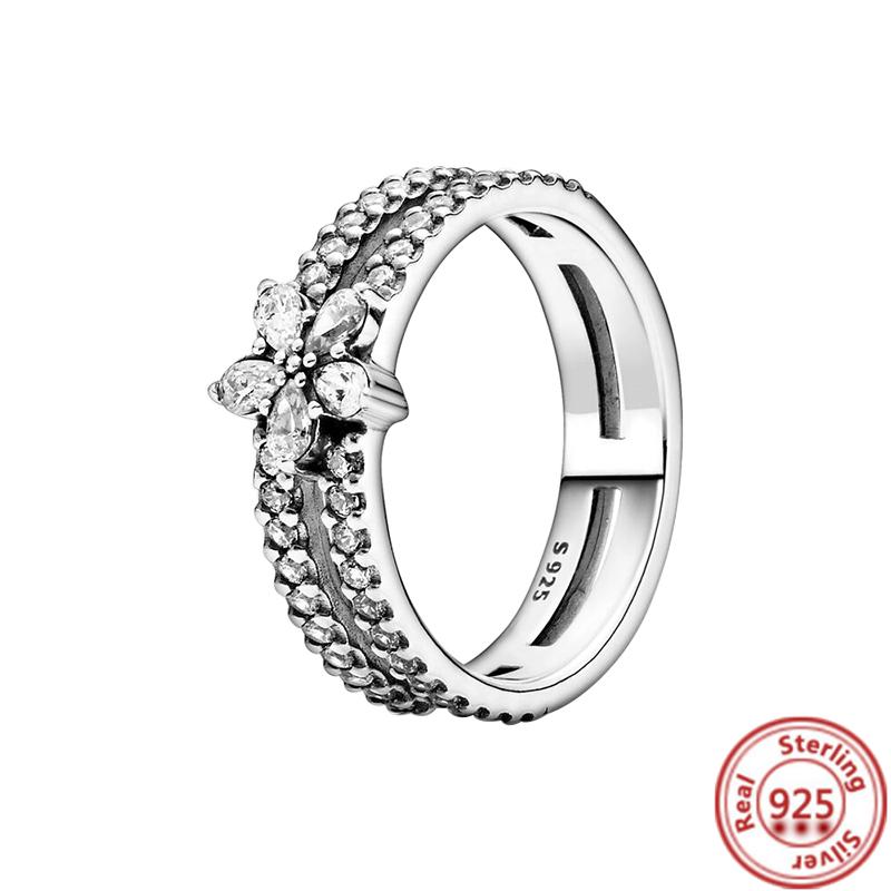 Authentische 100% S925 Sterling Silber Krone Herz Blume Flügel Klar Zirkon Funkelnden CZ Pantaro Ringe Für Frauen Schmuck Jahrestag 7 von Joom DACH