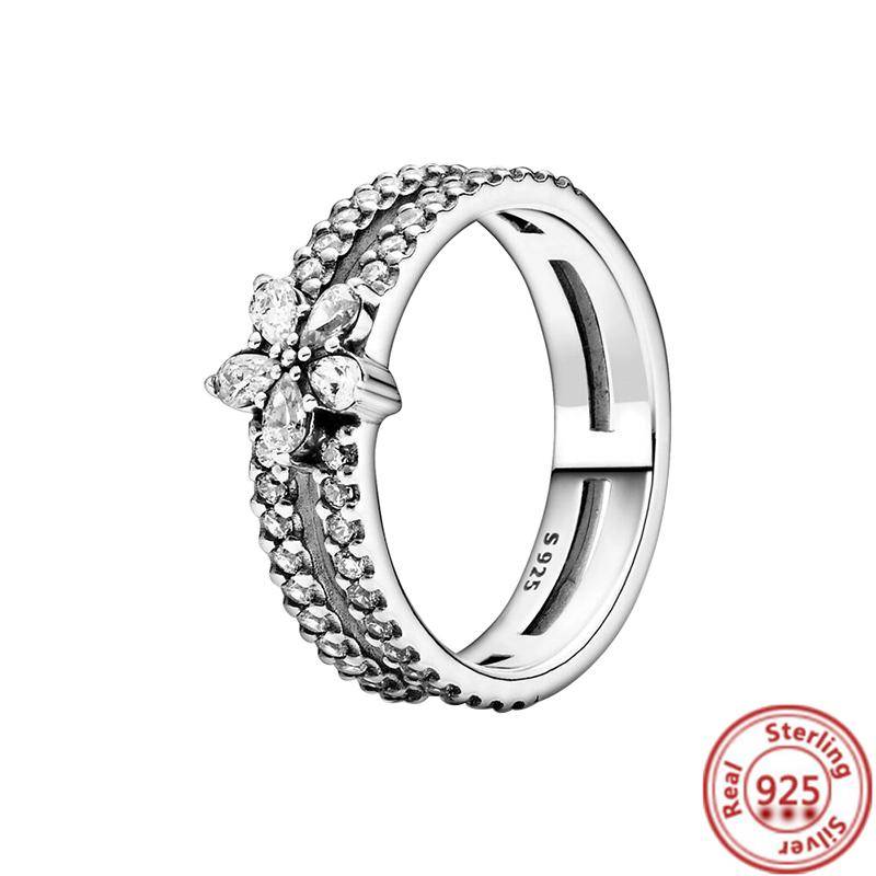 Authentische 100% S925 Sterling Silber Krone Herz Blume Flügel Klar Zirkon Funkelnden CZ Pantaro Ringe Für Frauen Schmuck Jahrestag 7 von Joom DACH
