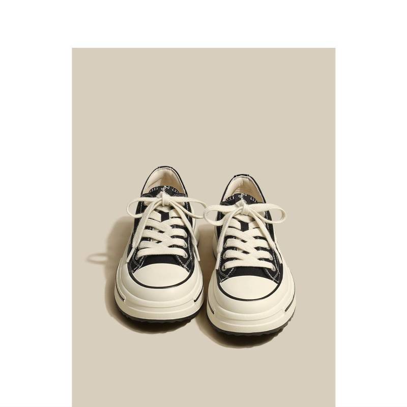 Authentische Canvas-Schuhe mit dicken Sohlen für Damen im Frühjahr, neue koreanische Version der All-Match-Casual-Sportschuhe 40 schwarz von Joom DACH