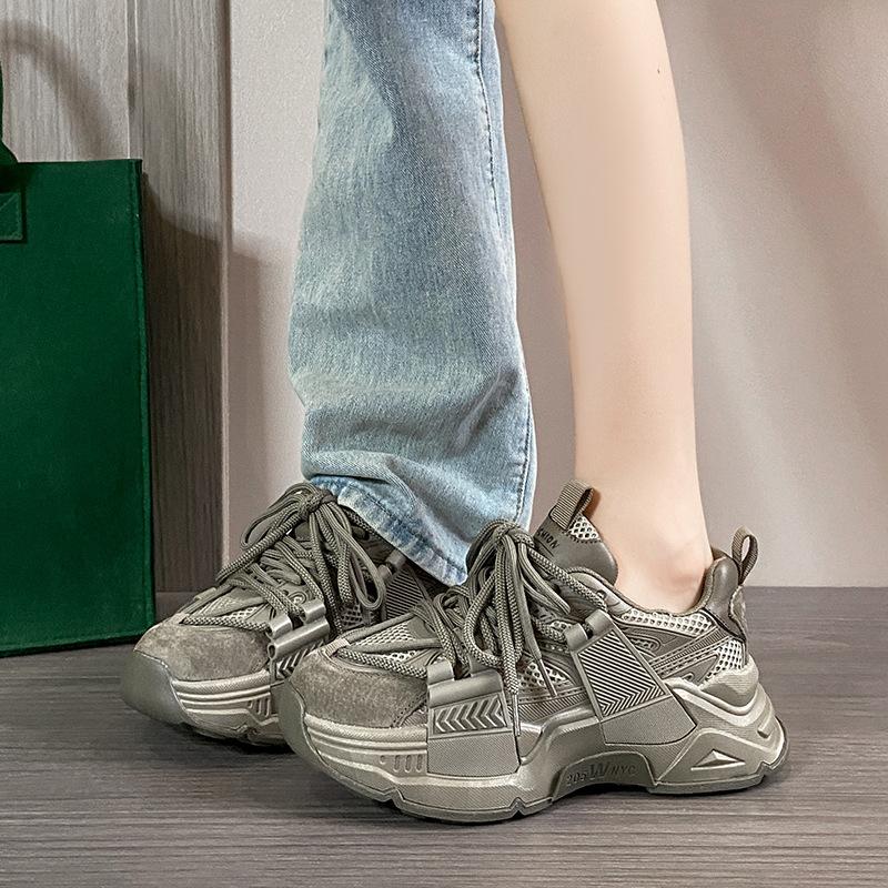 Authentische Leder Klobige Sneaker Damenschuhe Samt Warme Baumwollschuhe Herbst und Winter Neu Dicke Sohle Erhöhter Freizeit-Sneaker Damen 40 von Joom DACH