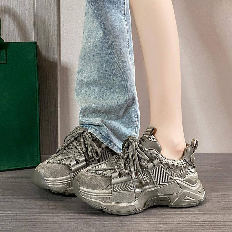 Authentische Leder Klobige Sneaker Damenschuhe Samt Warme Baumwollschuhe Herbst und Winter Neu Dicke Sohle Erhöhter Freizeit-Sneaker Damen 40 von Joom DACH