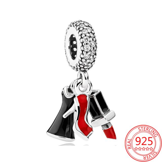 Authentischer 925 Sterling Silber Cz Weinflasche und Glas Anhänger Charm Passend für Modearmbänder und Halsketten Mädchen Geschenke DIY Schmuck von Joom DACH