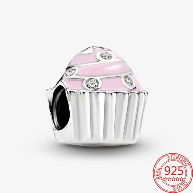 Authentischer S925 Silber Charms 925 Sterling Schöner rosa Herz-Kopfhörer-Charm passend für Armband und Halskette Mädchen Geschenk Schmuck von Joom DACH