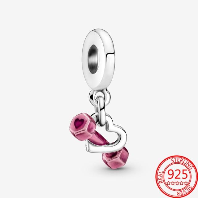 Authentischer S925 Silber Charms 925 Sterling Schöner rosa Herz-Kopfhörer-Charm passend für Armband und Halskette Mädchen Geschenk Schmuck von Joom DACH