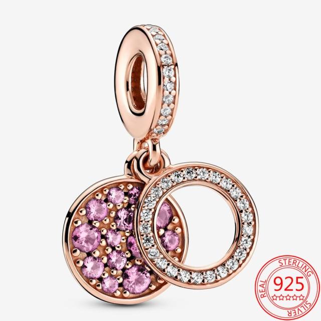 Authentischer S925 Silber Charms 925 Sterling Schöner rosa Herz-Kopfhörer-Charm passend für Armband und Halskette Mädchen Geschenk Schmuck von Joom DACH