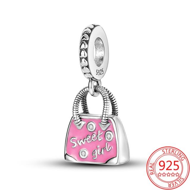 Authentischer S925 Silber Charms 925 Sterling Schöner rosa Herz-Kopfhörer-Charm passend für Armband und Halskette Mädchen Geschenk Schmuck von Joom DACH
