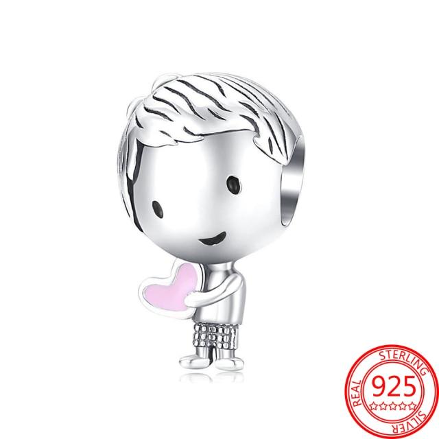 Authentischer S925 Silber Charms 925 Sterling Schöner rosa Herz-Kopfhörer-Charm passend für Armband und Halskette Mädchen Geschenk Schmuck von Joom DACH