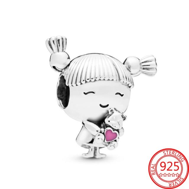 Authentischer S925 Silber Charms 925 Sterling Schöner rosa Herz-Kopfhörer-Charm passend für Armband und Halskette Mädchen Geschenk Schmuck von Joom DACH