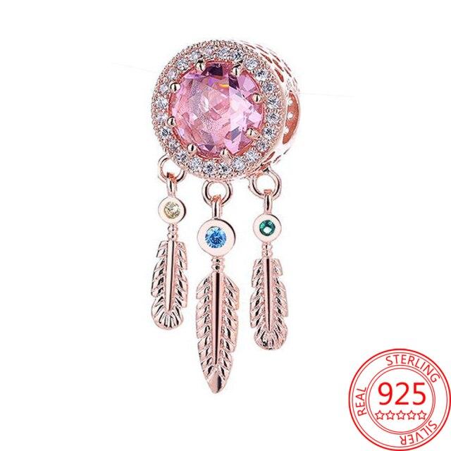 Authentischer S925 Silber Charms 925 Sterling Schöner rosa Herz-Kopfhörer-Charm passend für Armband und Halskette Mädchen Geschenk Schmuck von Joom DACH